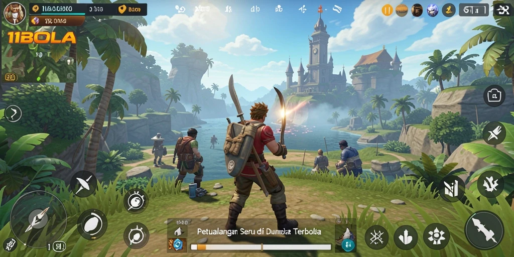 Tangkapan layar gameplay 11BOLA menampilkan dunia terbuka yang menakjubkan.