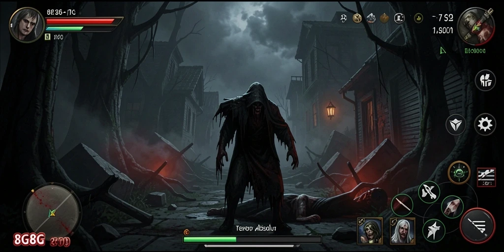 Tangkapan layar gameplay menakutkan dalam 8G8G yang menunjukkan suasana mencekam.