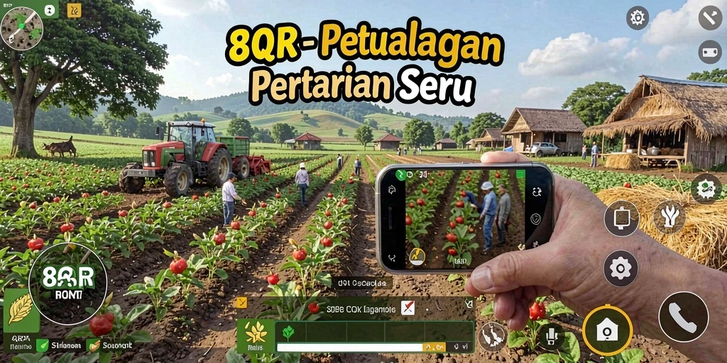 Tampilan gameplay yang menakjubkan dari 8QR dengan elemen Farming yang interaktif.