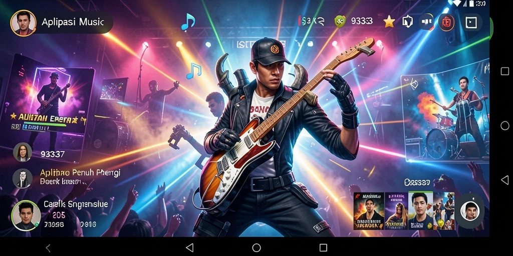 Tampilan aplikasi 93337 dengan berbagai pilihan musik.