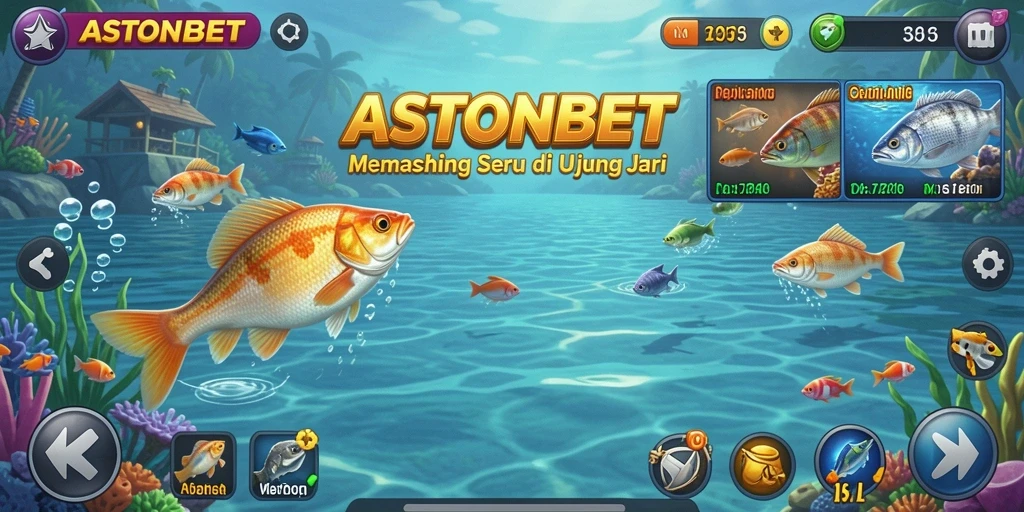 Screenshot dari gameplay ASTONBET yang menunjukkan keseruan memancing.