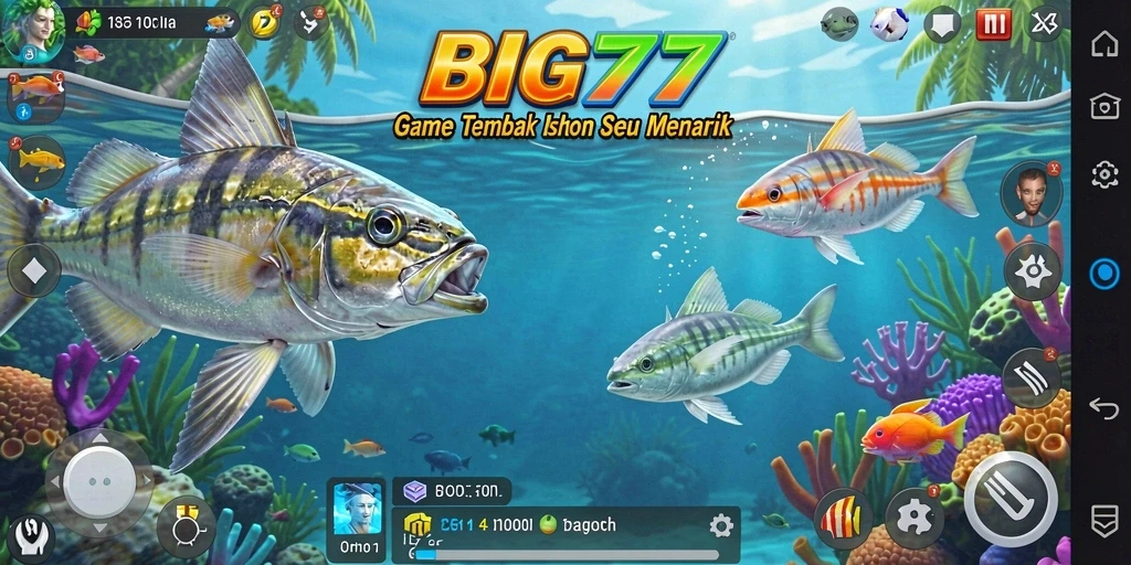 Gameplay seru saat menembak ikan dalam BIG77.