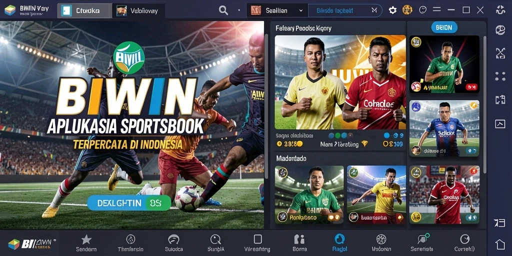 Screenshot utama BIWIN menampilkan tampilan antarmuka Sportsbook yang intuitif.