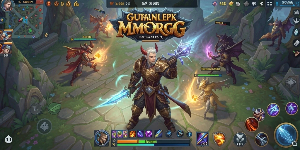 Screenshot gameplay GOWIN yang menampilkan pertarungan dalam MMORPG.