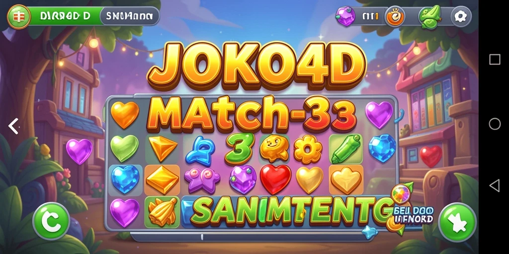 Tangkapan layar JOKO4D menunjukkan gameplay Match-3 yang seru dan penuh warna.