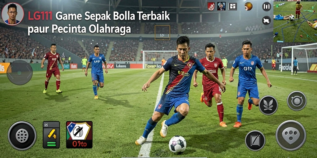 Tampilan menarik dari gameplay LG111 dengan aksi sepak bola yang mendebarkan.