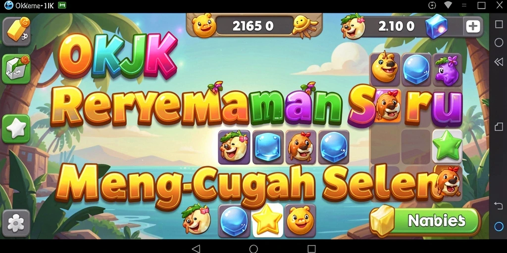 Tampilan screenshot menampilkan gameplay seru OKJK dalam mencocokkan permata.