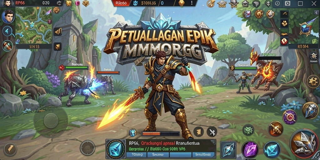 Screenshot utama RP66 memperlihatkan aksi seru dalam pertarungan MMORPG.