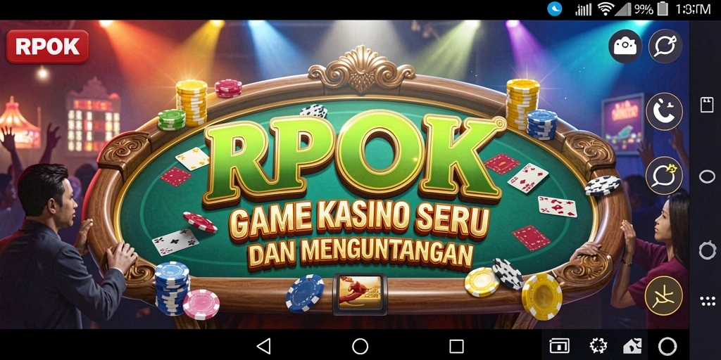Screenshot gameplay RPOK yang menampilkan suasana kasino yang nyata.