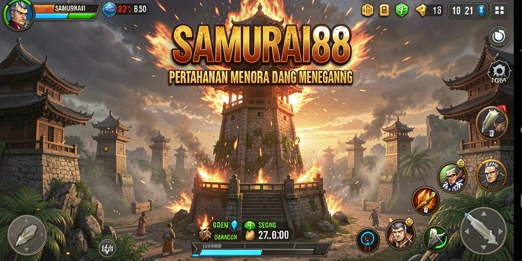 Tangkapan layar gameplay SAMURAI88 yang menarik dalam pertahanan menara.