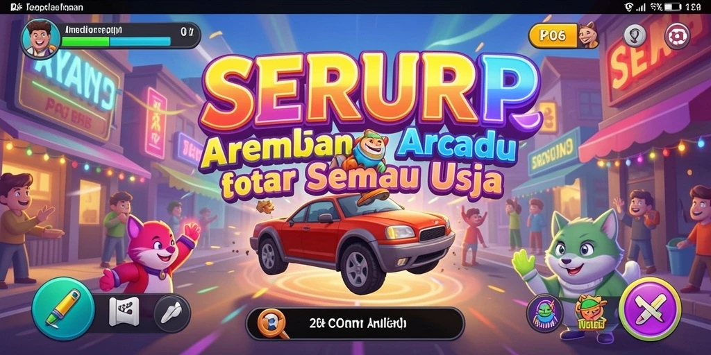 Screenshot SERURP menampilkan gameplay aksi cepat dan penuh warna.