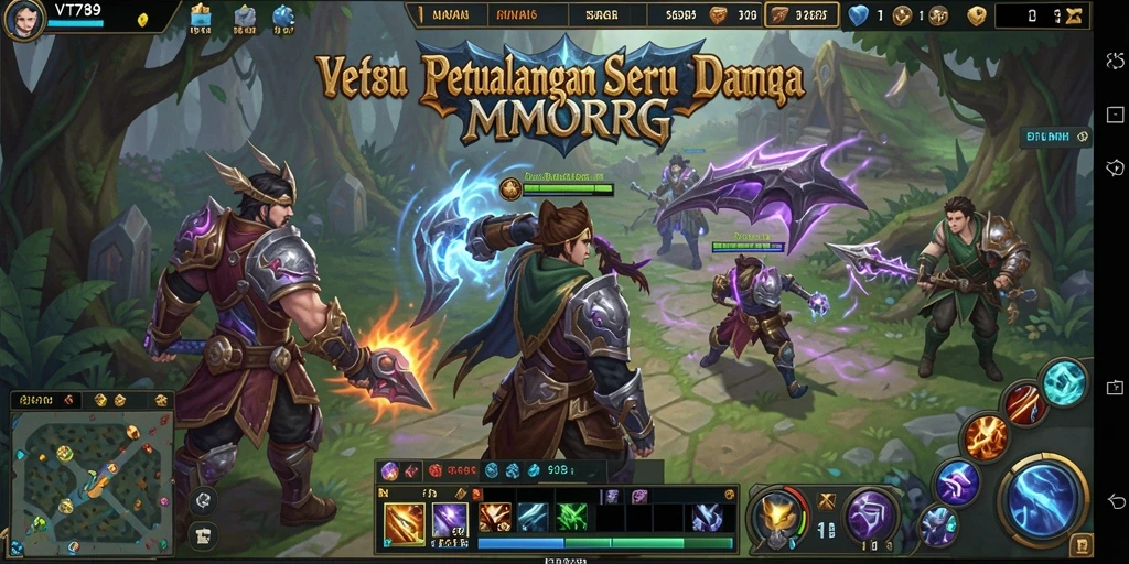Tangkapan layar utama VT789 menampilkan aksi seru dalam permainan MMORPG.