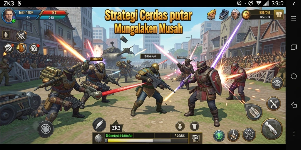 Tampilan gameplay ZK3 yang mendebarkan dan strategis.